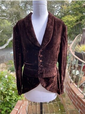 MATSUDA Vintage Brown Crushed Velvet Coat Jacket Size M/L